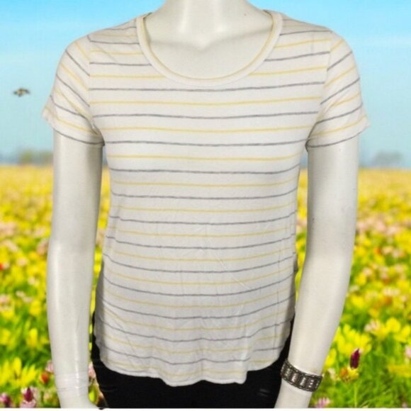 👛 (ANY 2$20) GENTLE FAWN Round Neck Short Sleeve Tee Shirt, High-Low - Picture 1 of 7
